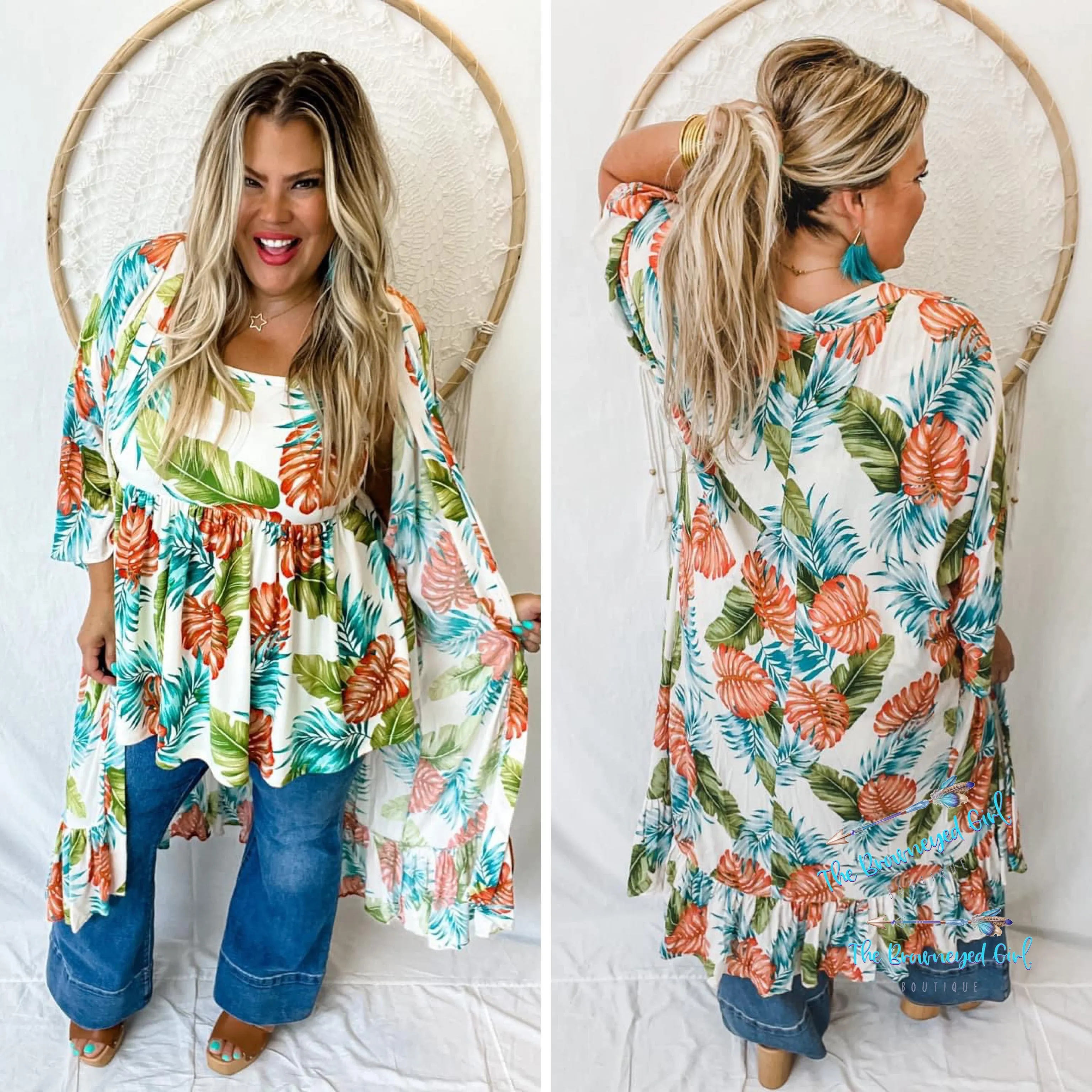 Heidi Palm Print Kimono