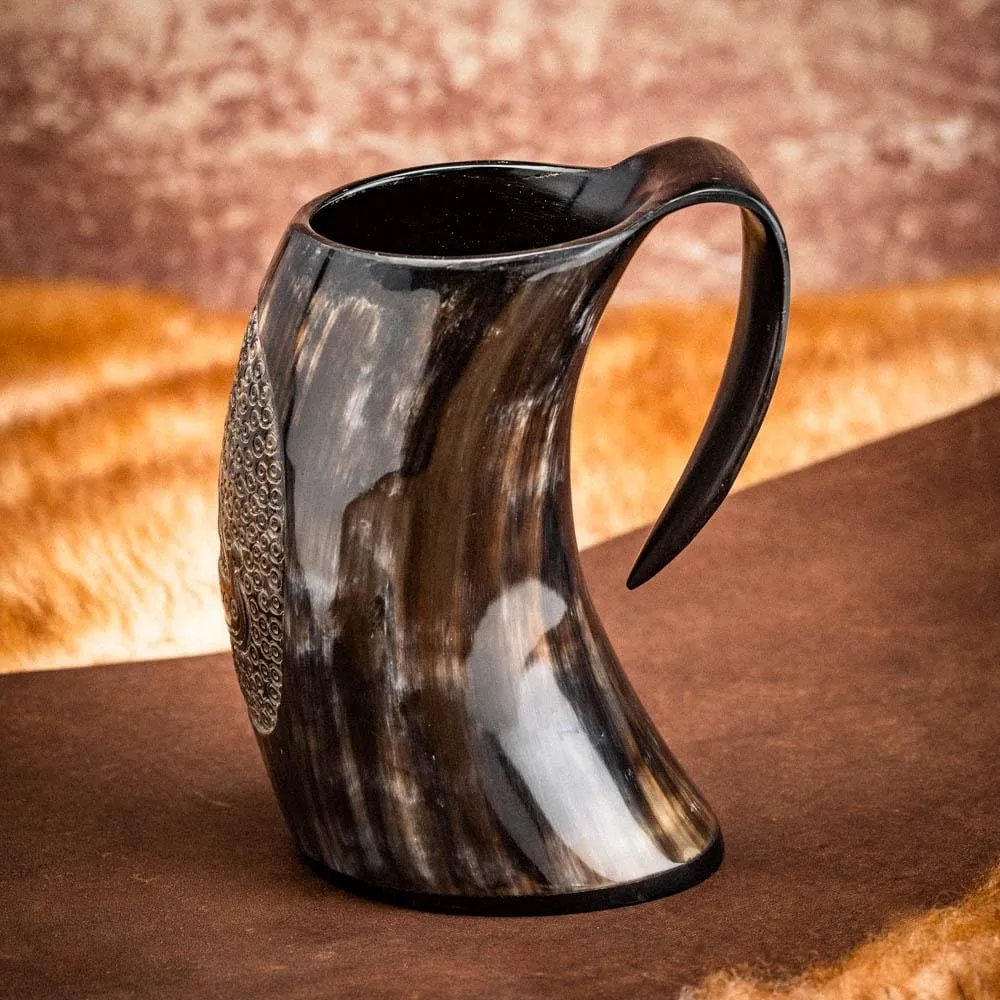 Horn Mug With Viking Longship Design