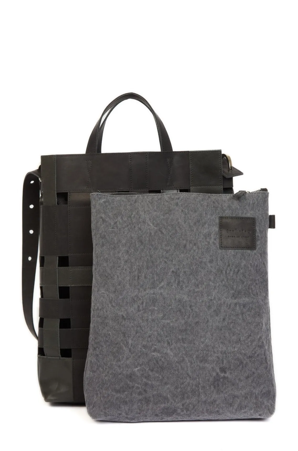 INTRECCIATO HANDBAG MADE IN ITALY CHARCOAL BLACK