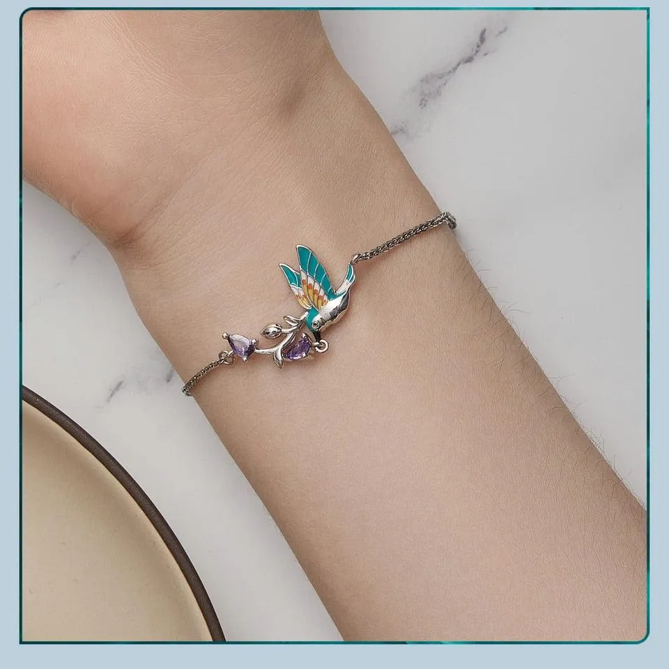 'Kingfisher' Charm Bracelet CZ and Sterling Silver