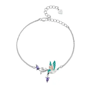 'Kingfisher' Charm Bracelet CZ and Sterling Silver