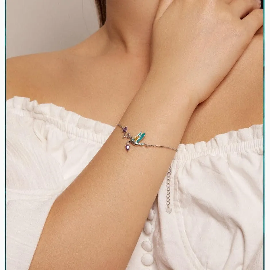 'Kingfisher' Charm Bracelet CZ and Sterling Silver