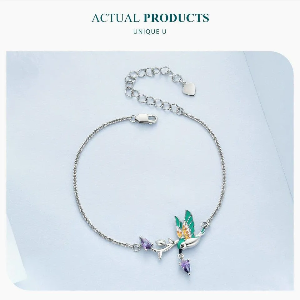 'Kingfisher' Charm Bracelet CZ and Sterling Silver