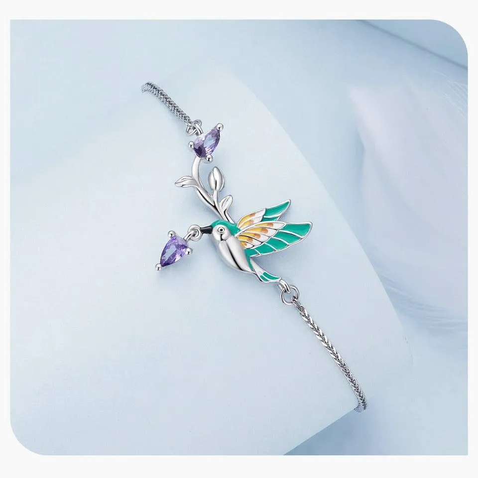 'Kingfisher' Charm Bracelet CZ and Sterling Silver