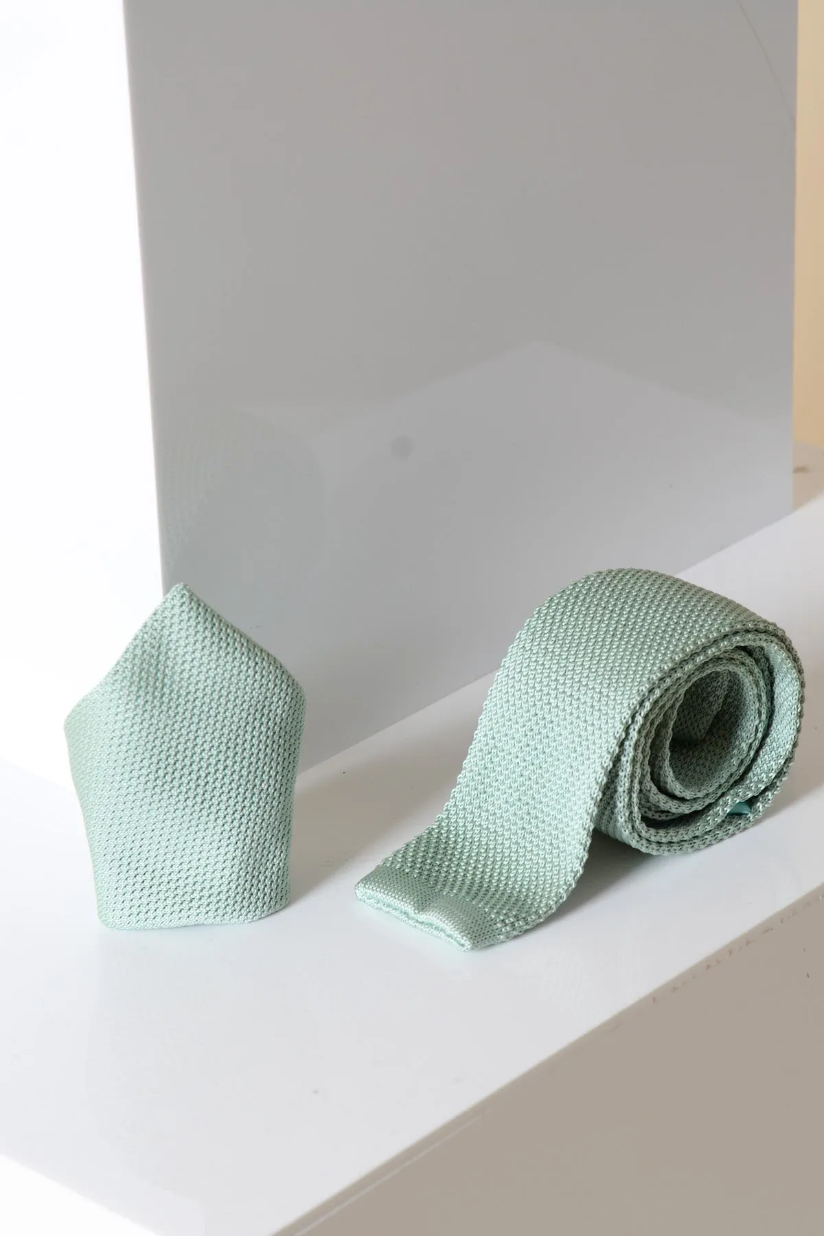 KT - Green Knitted Tie & Pocket Square