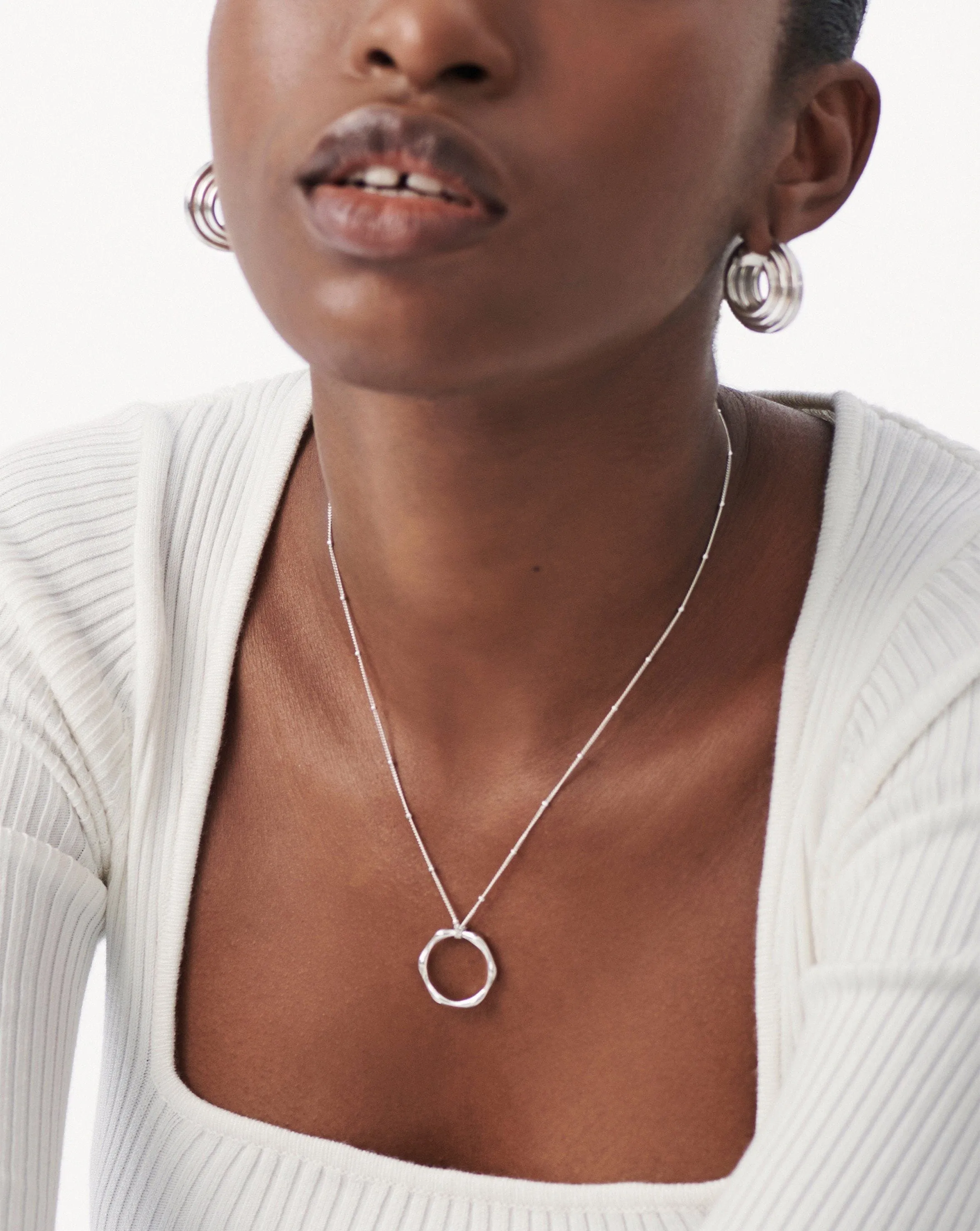 Large Molten Pendant Necklace | Sterling Silver