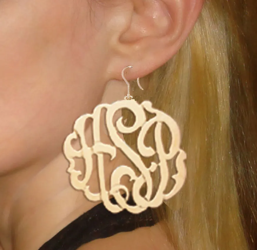 Large Monogram Dangle Earrings