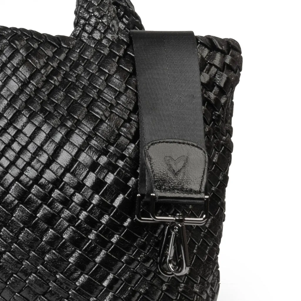 London Large Woven Tote - Metallic Black