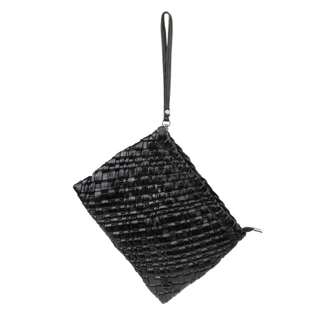 London Large Woven Tote - Metallic Black