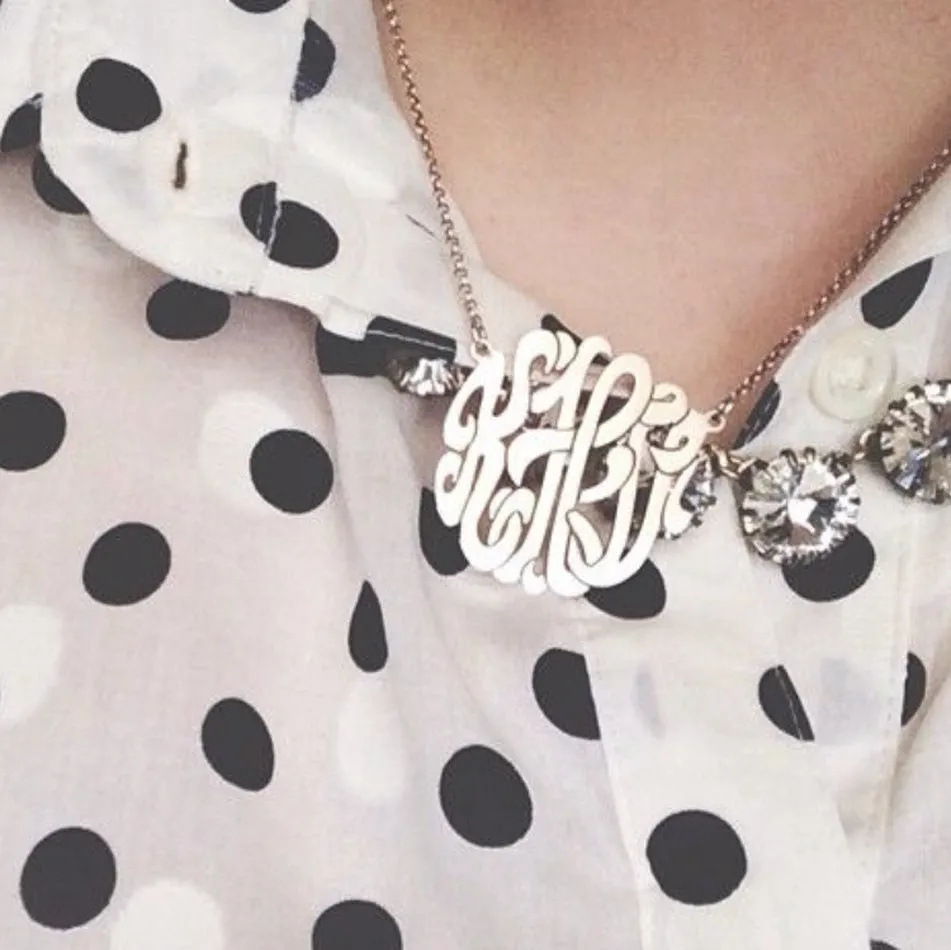 Medium/Large Sterling Silver Monogram Necklace