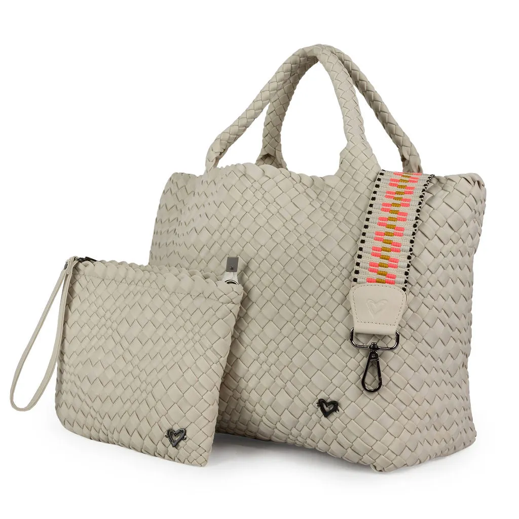 NEW: London Large Woven Tote - Bone