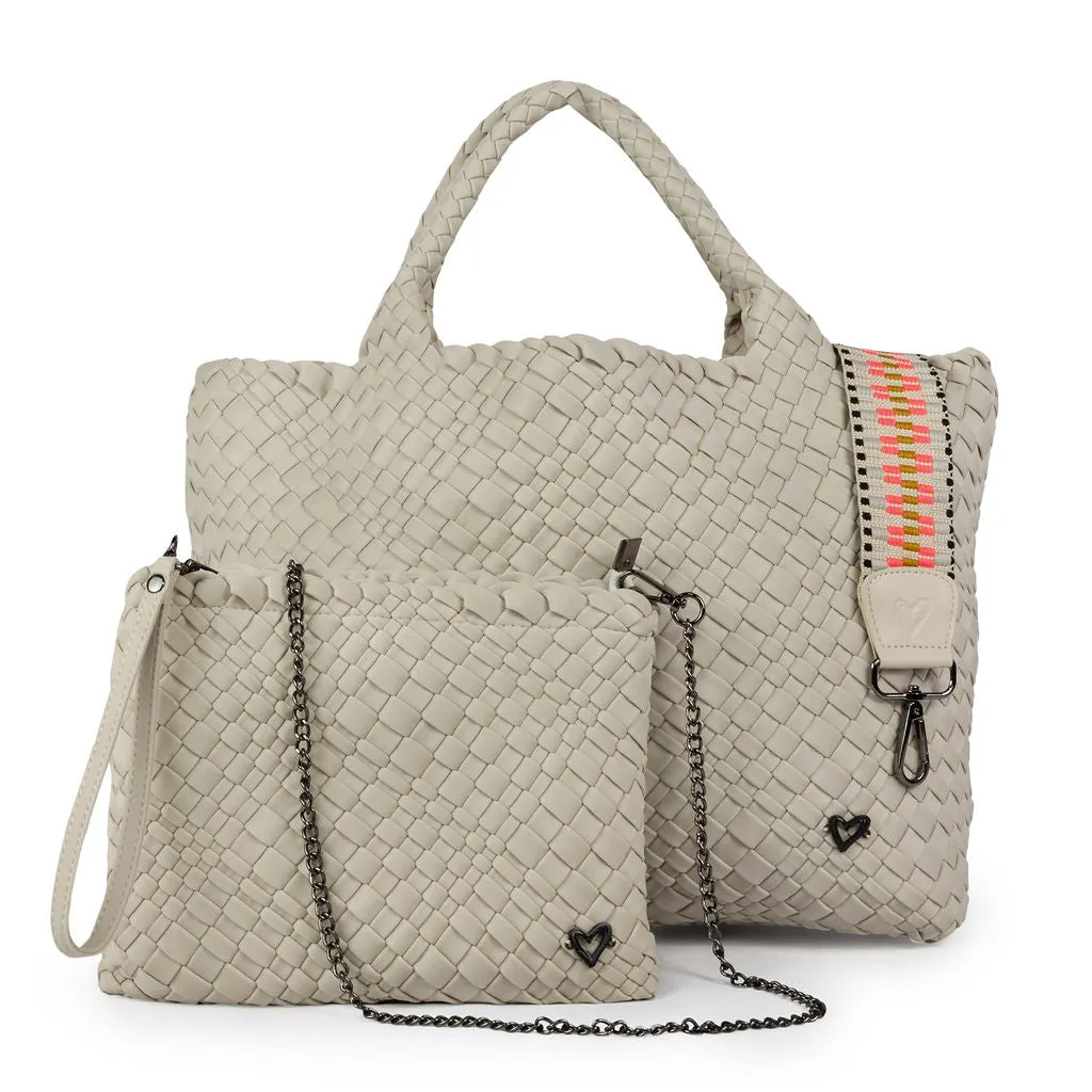 NEW: London Large Woven Tote - Bone