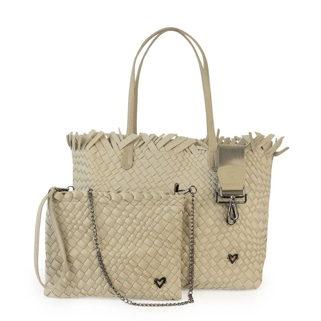 NEW Vulcan Woven Large Tote (Fringed Top) - Khaki