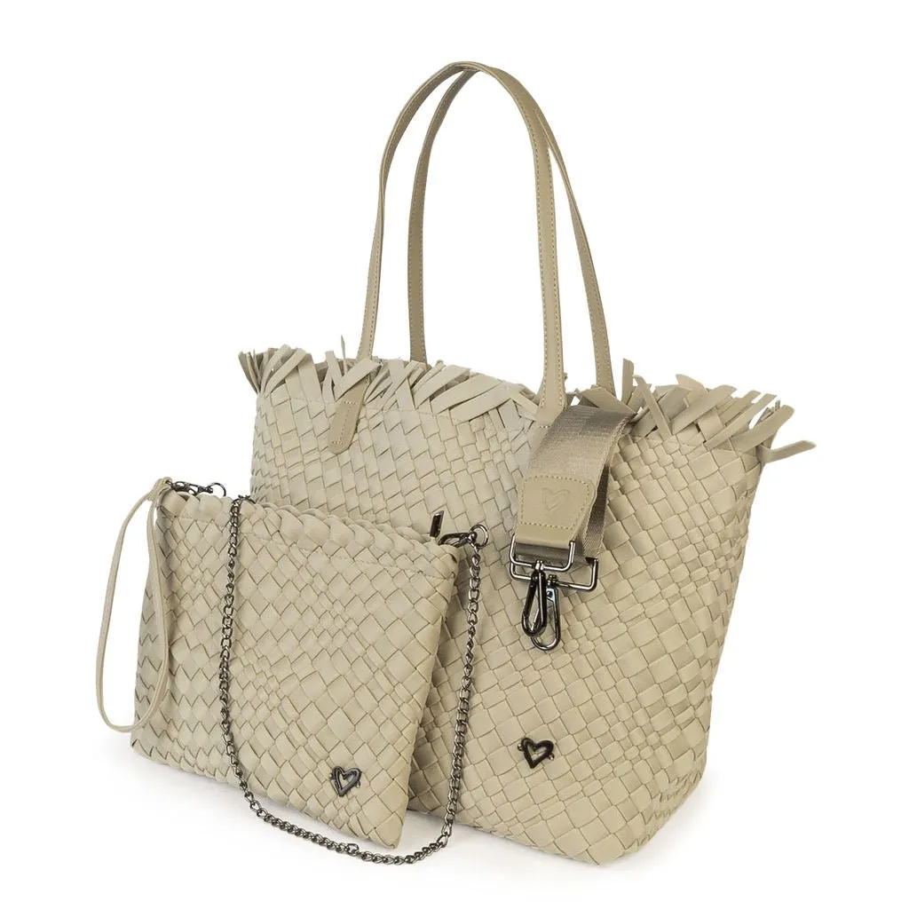 NEW Vulcan Woven Large Tote (Fringed Top) - Khaki