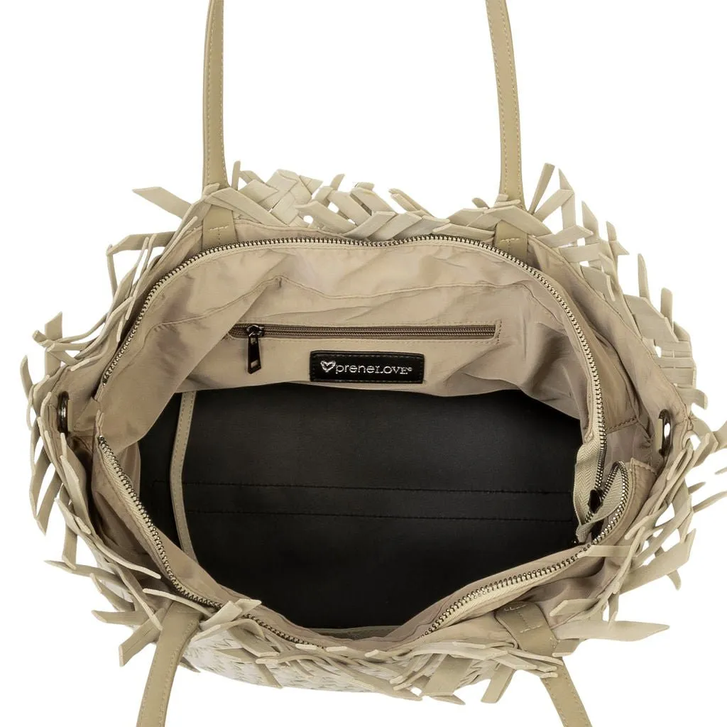 NEW Vulcan Woven Large Tote (Fringed Top) - Khaki