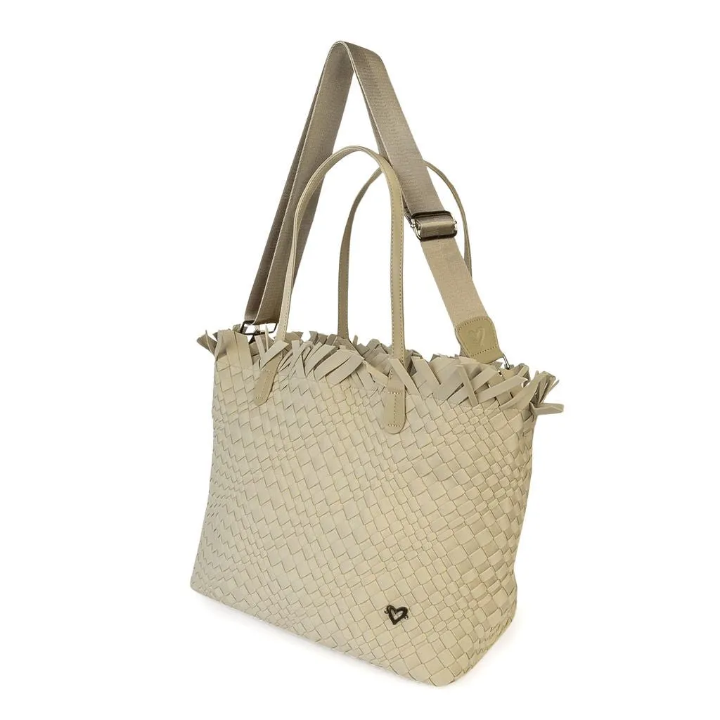 NEW Vulcan Woven Large Tote (Fringed Top) - Khaki