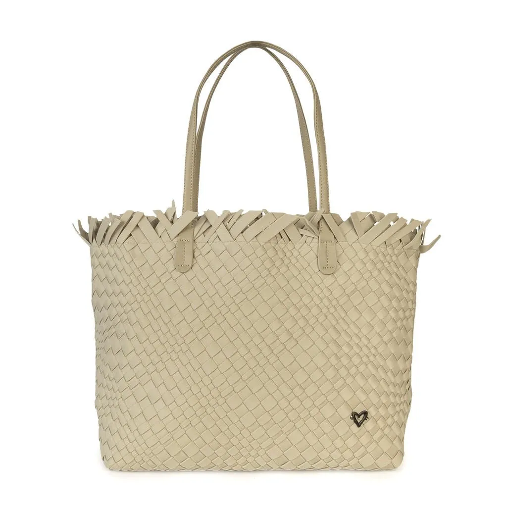 NEW Vulcan Woven Large Tote (Fringed Top) - Khaki