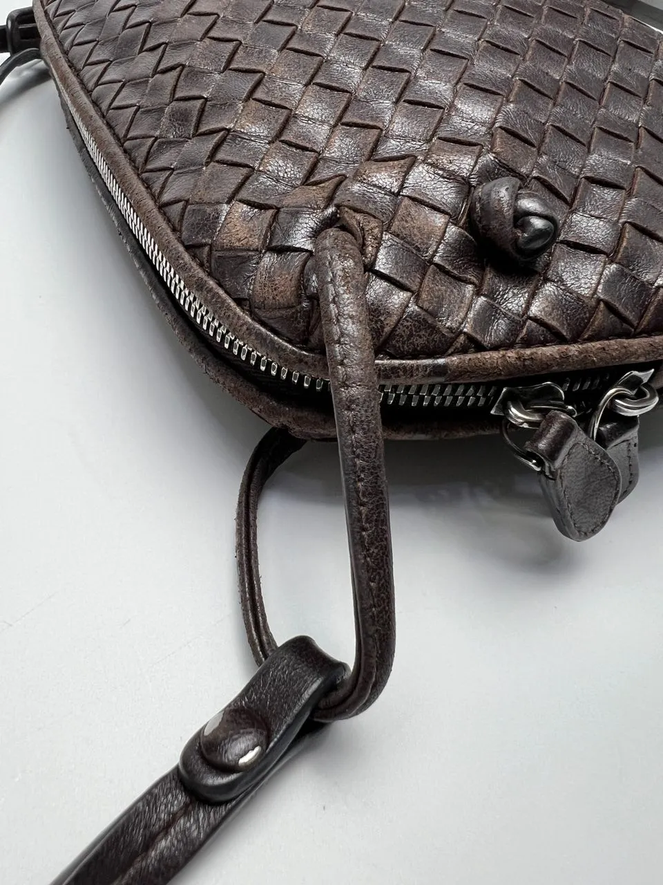 Nodini Small Milk Chocolate Brown Intrecciato Leather Crossbody Bag