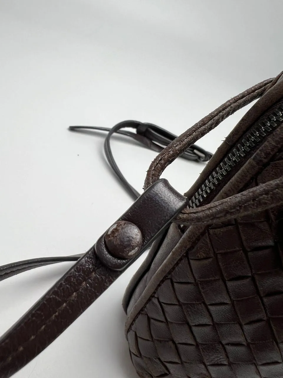 Nodini Small Milk Chocolate Brown Intrecciato Leather Crossbody Bag