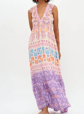 Oliphant Ruffle V-Neck Maxi- Paradiso Lilac