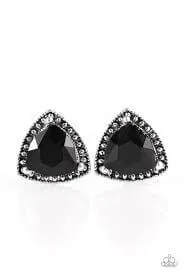 Paparazzi Accessories  - Daringly Duchess #E180 Peg - Black Clip On Earrings