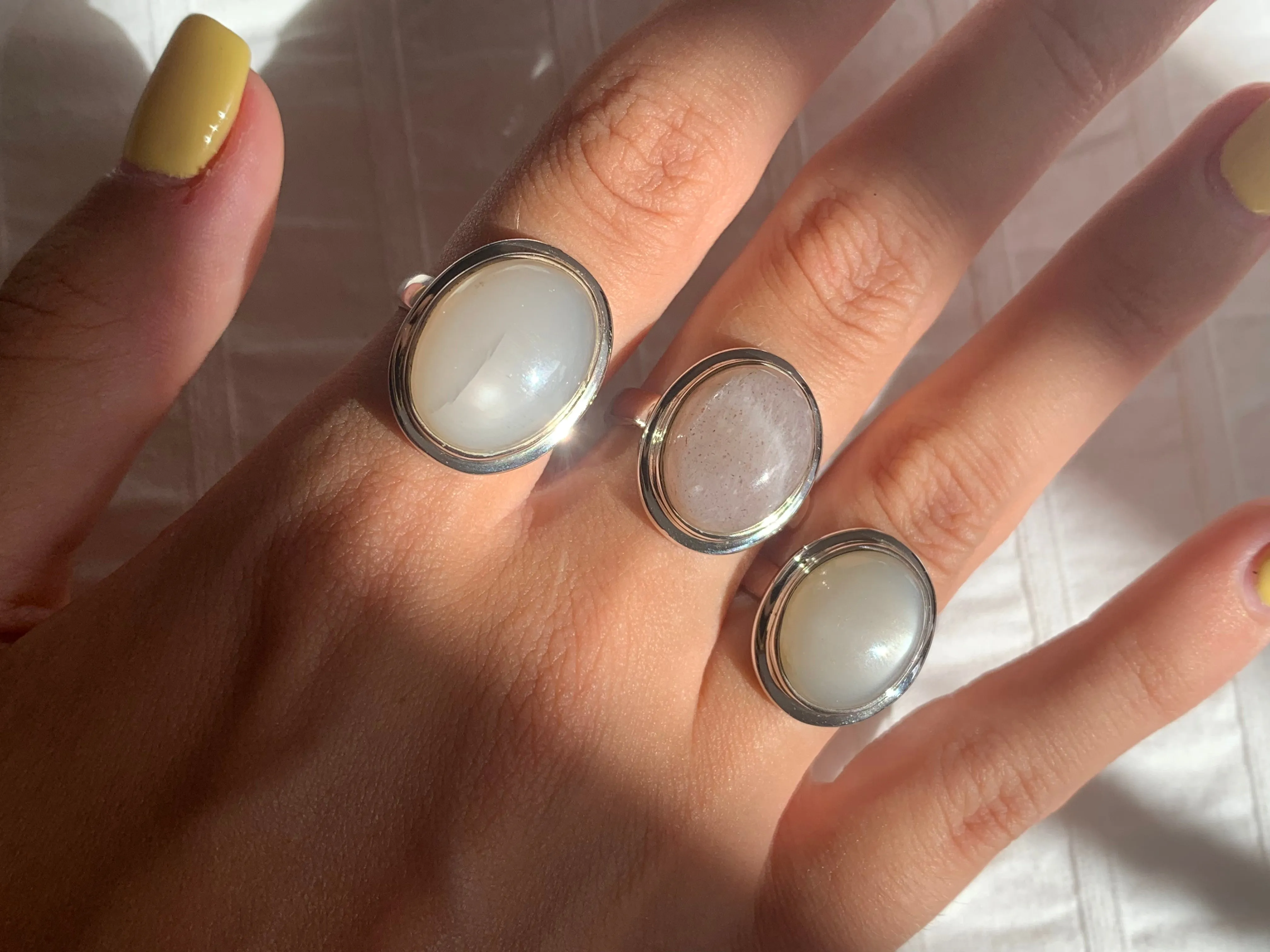 Peach Moonstone Ansley Ring - Oval Mix