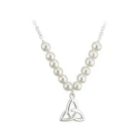 Rhodium Plated Celtic Knot Pearl Necklet (kids)