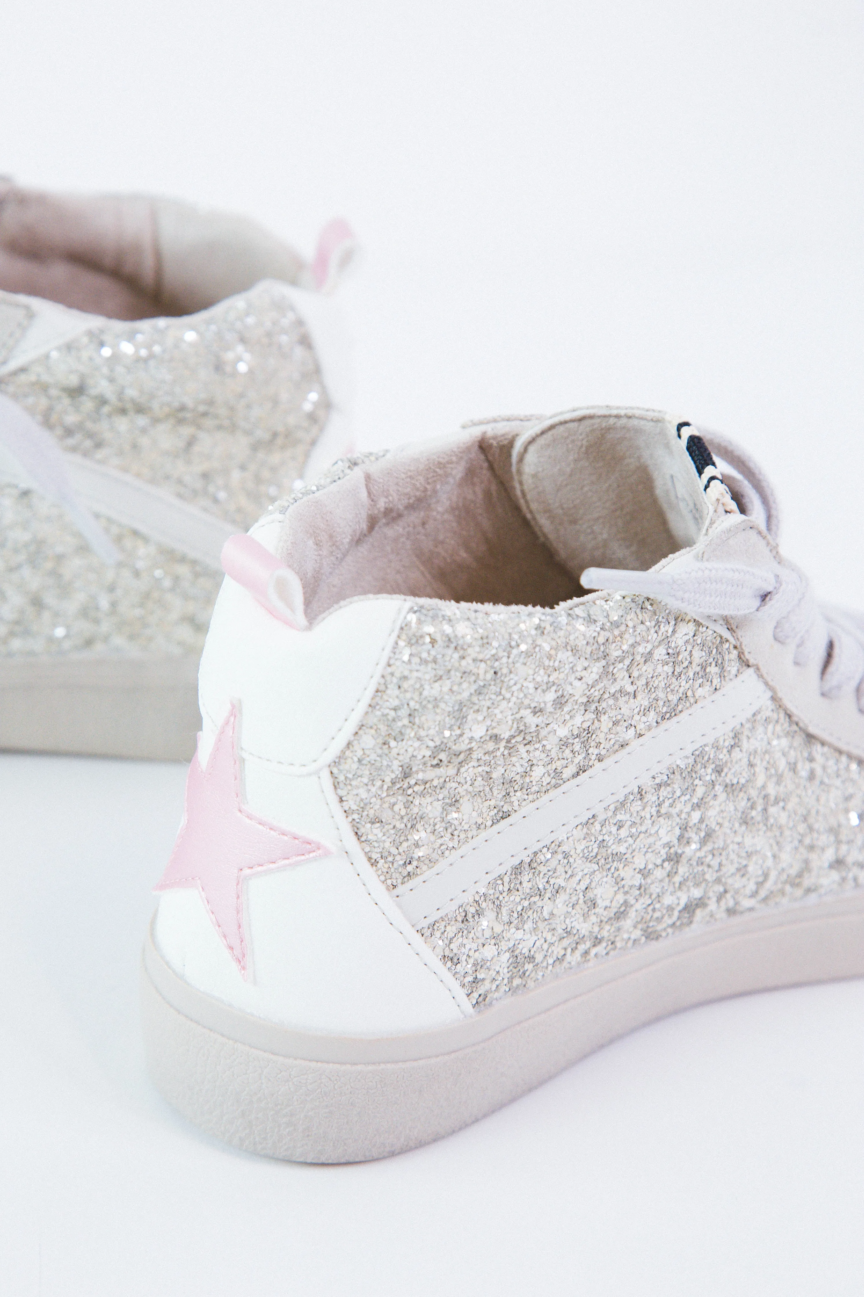 Riley Mid Top Sneaker, Pearl Glitter | ShuShop