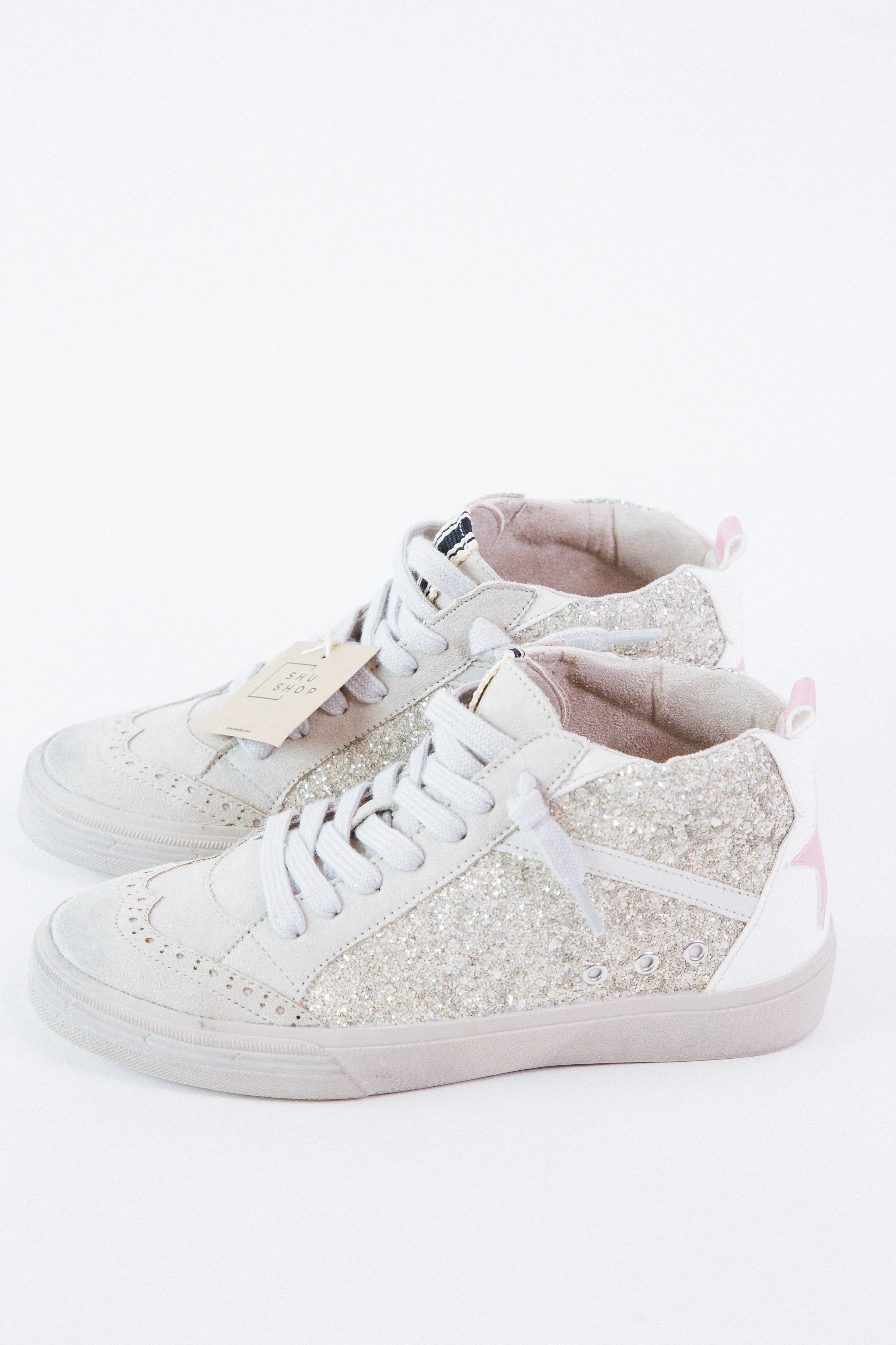 Riley Mid Top Sneaker, Pearl Glitter | ShuShop