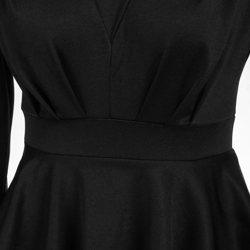 Seckill Offer⌛Vintage Peplum Bodycon Dress Long Lantern Sleeve High Neck Dress