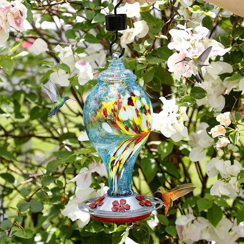 Shirem Hand Blown Glass Hummingbird Feeder - 25 Ounces