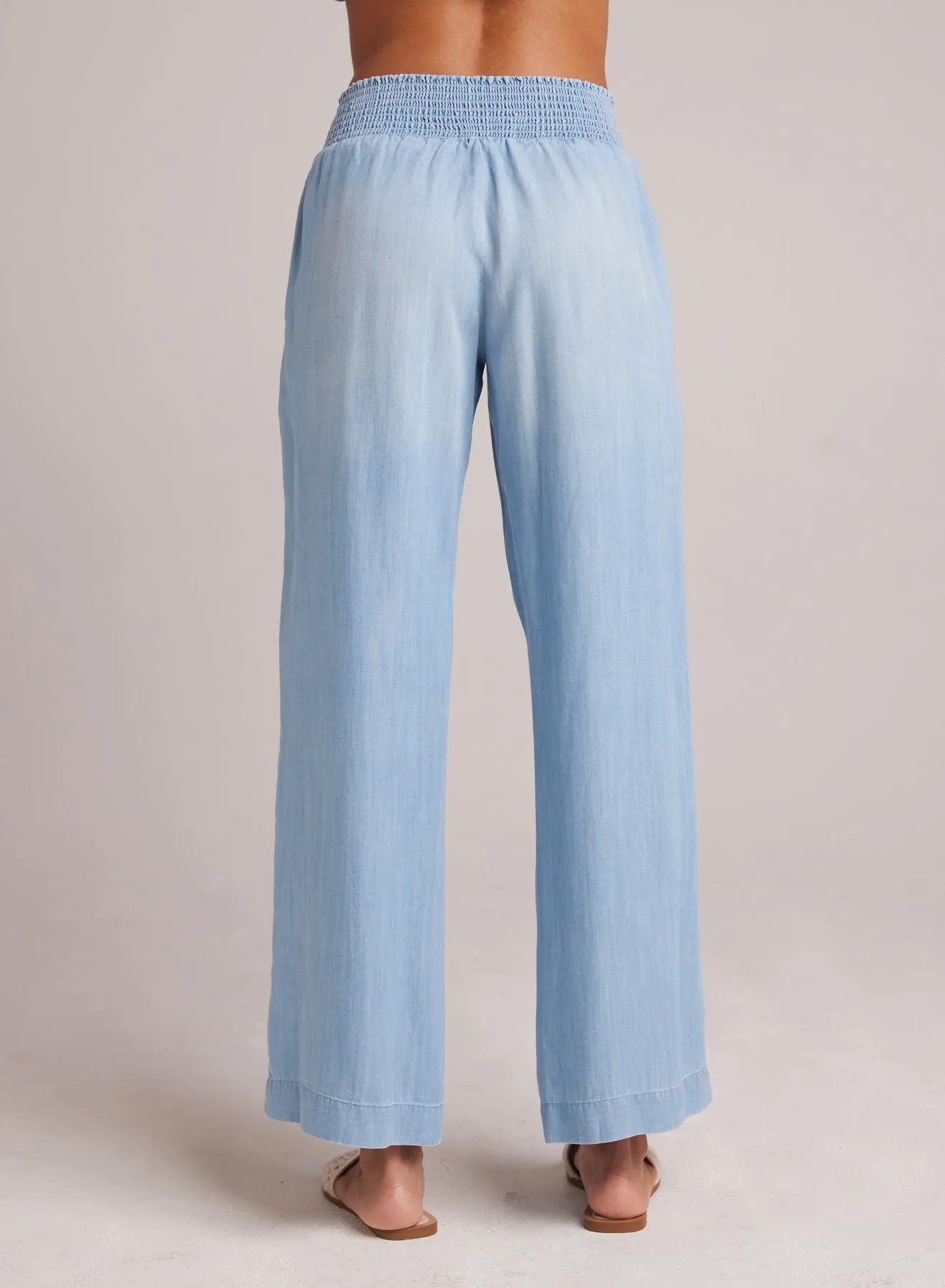 Smocked Waist Wide Leg Pant - Caribbean Wash