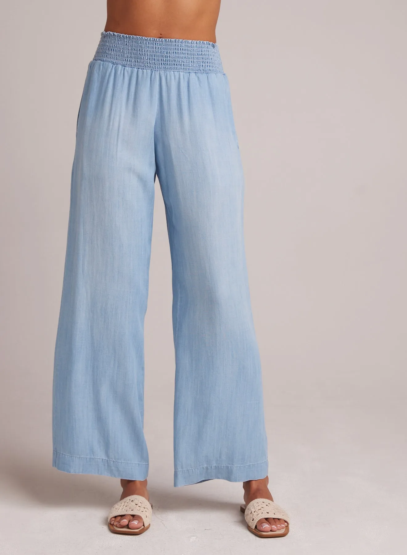 Smocked Waist Wide Leg Pant - Caribbean Wash