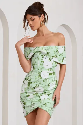 Snow Drop | Mini-robe à imprimé floral vert et blanc