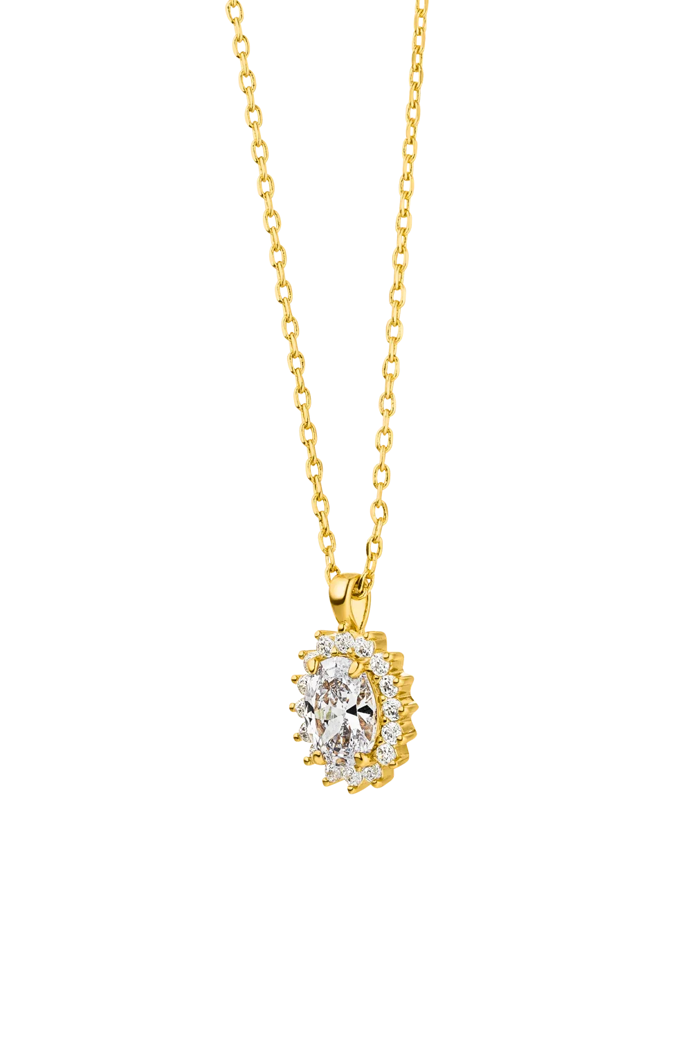 Sparkle Oval Necklace 14K Gold Plated