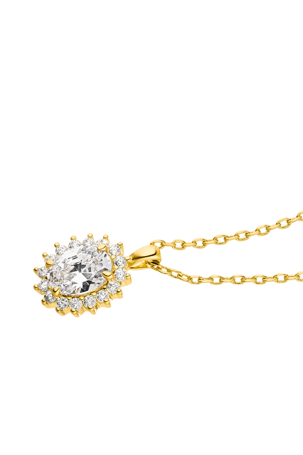 Sparkle Oval Necklace 14K Gold Plated