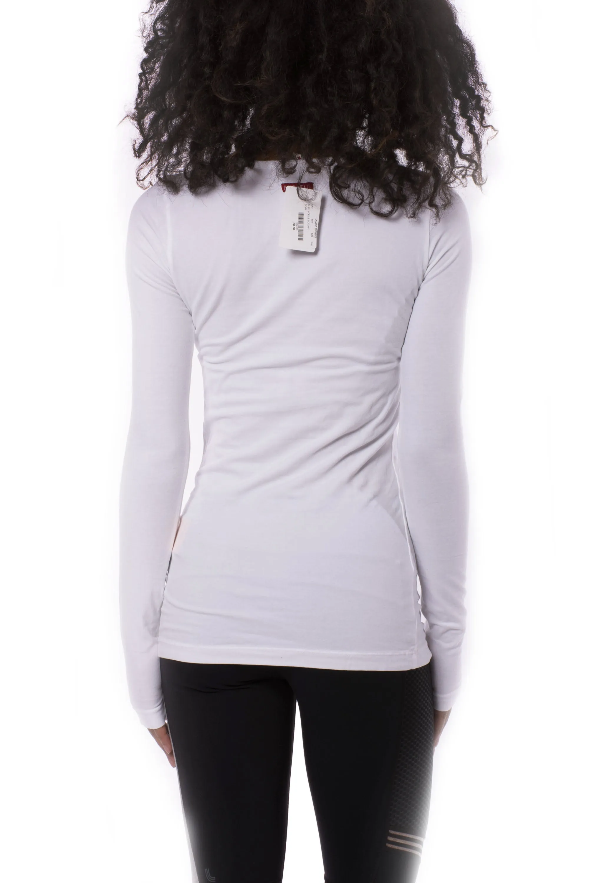 Supima/Lycra Long Sleeve Scoop Tee (Style SL-69, White) by Hard Tail Forever