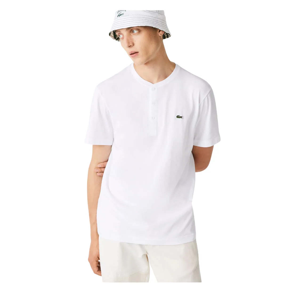 T-shirt Collo Serafino Cotone Pima Bianco