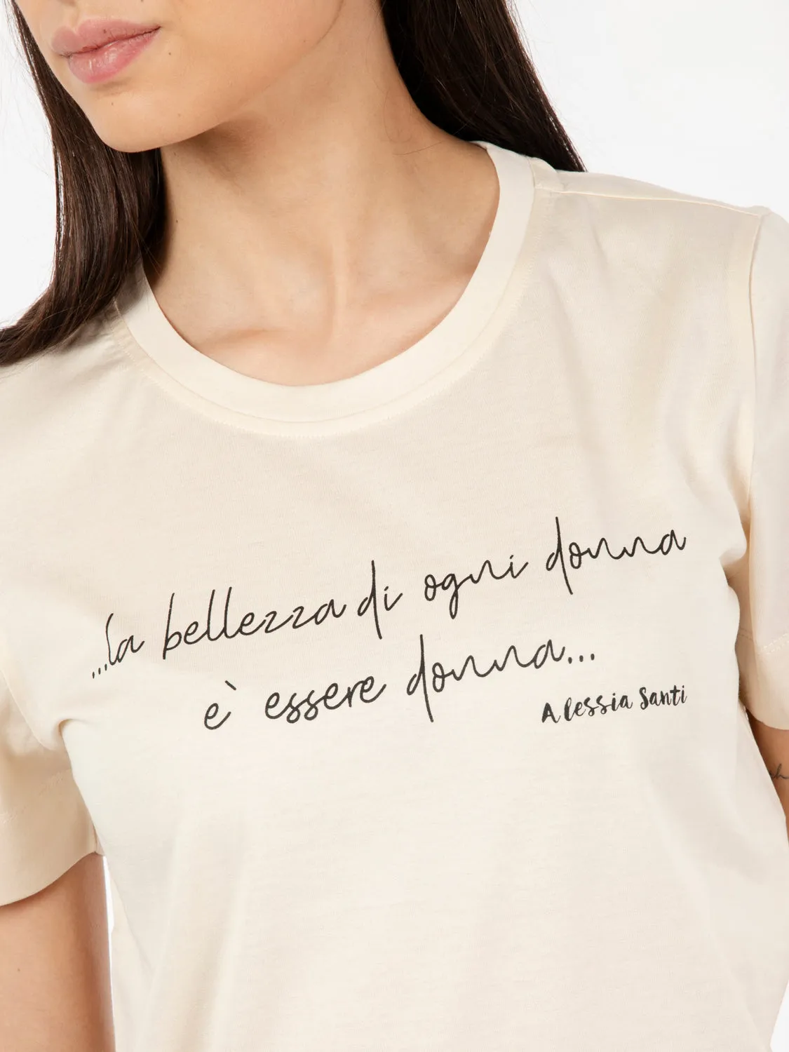 T-shirt con stampa frase burro