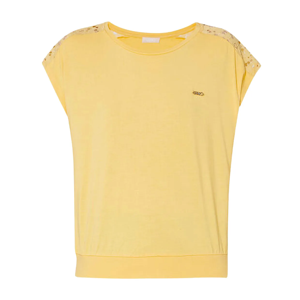 T-shirt Donna Liu-Jo Dettagli Pizzo Giallo