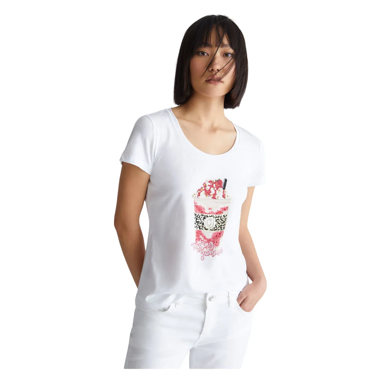 T-shirt Donna Liu-Jo Stampa Ice Cream Bianco