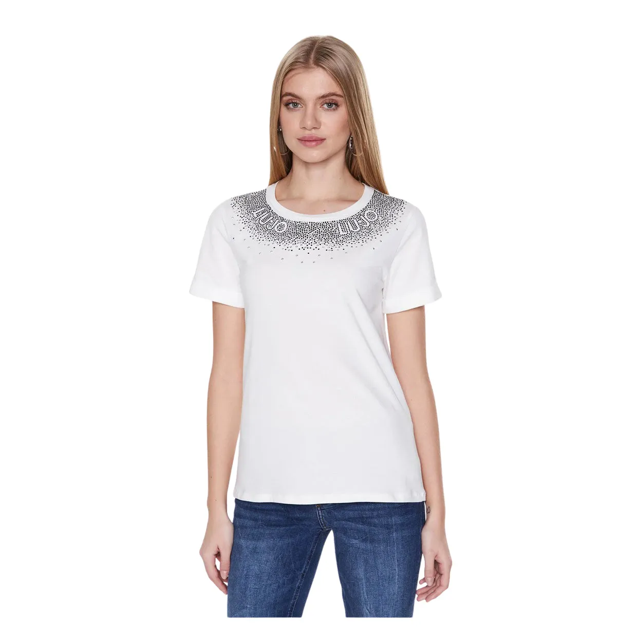 T-shirt Donna Liu-Jo Strass Bianco