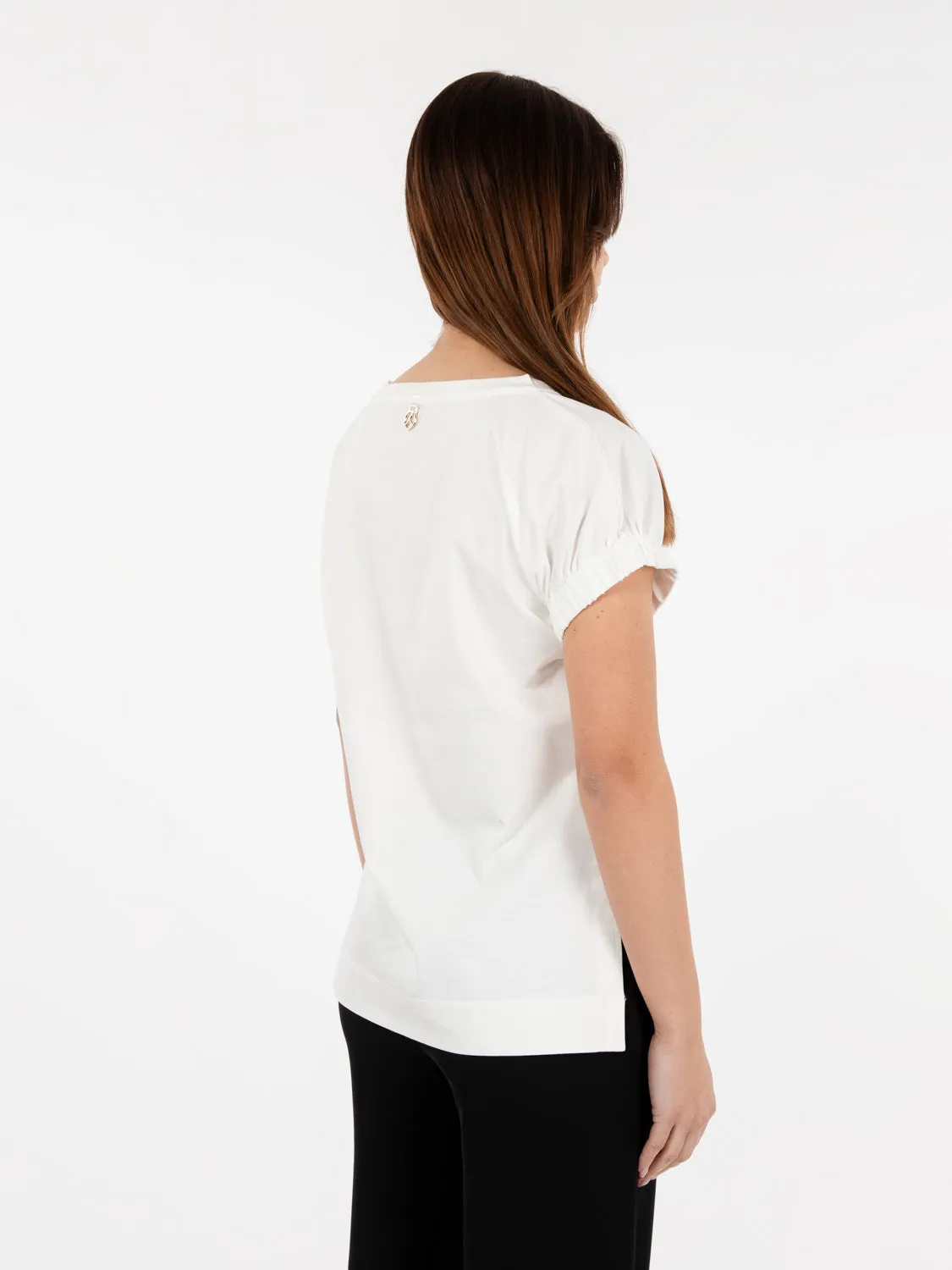 T-shirt maniche elastico white