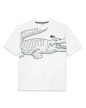 T-Shirt Uomo Jersey Bianco Con Big Logo Coccodrillo