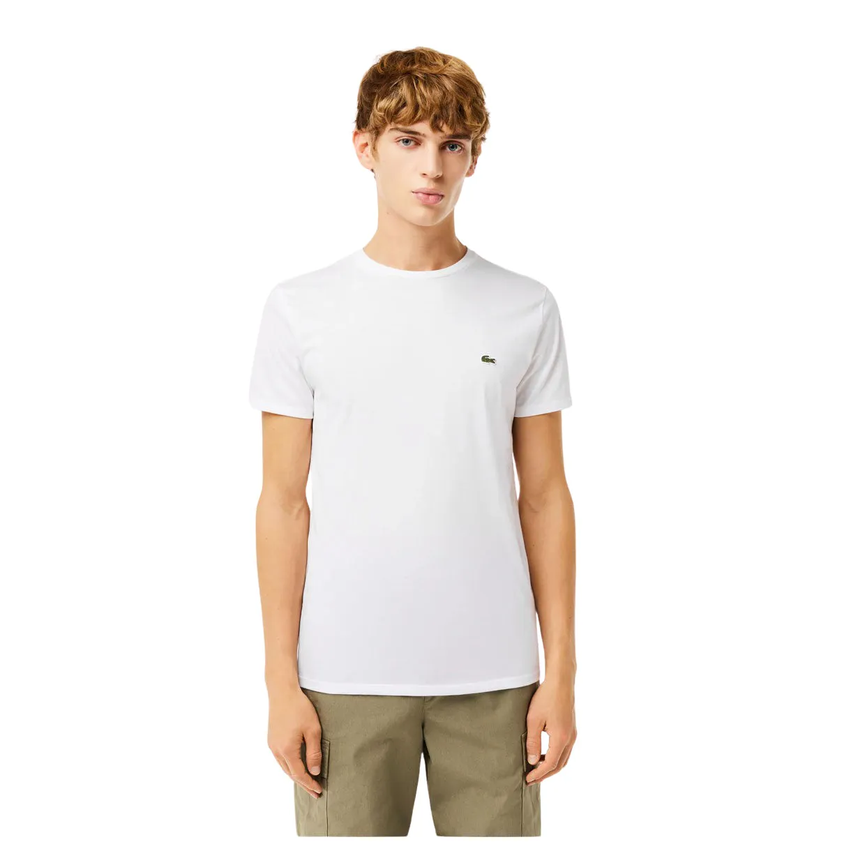 T-shirt Uomo Lacoste Girocollo Cotone Pima Bianco