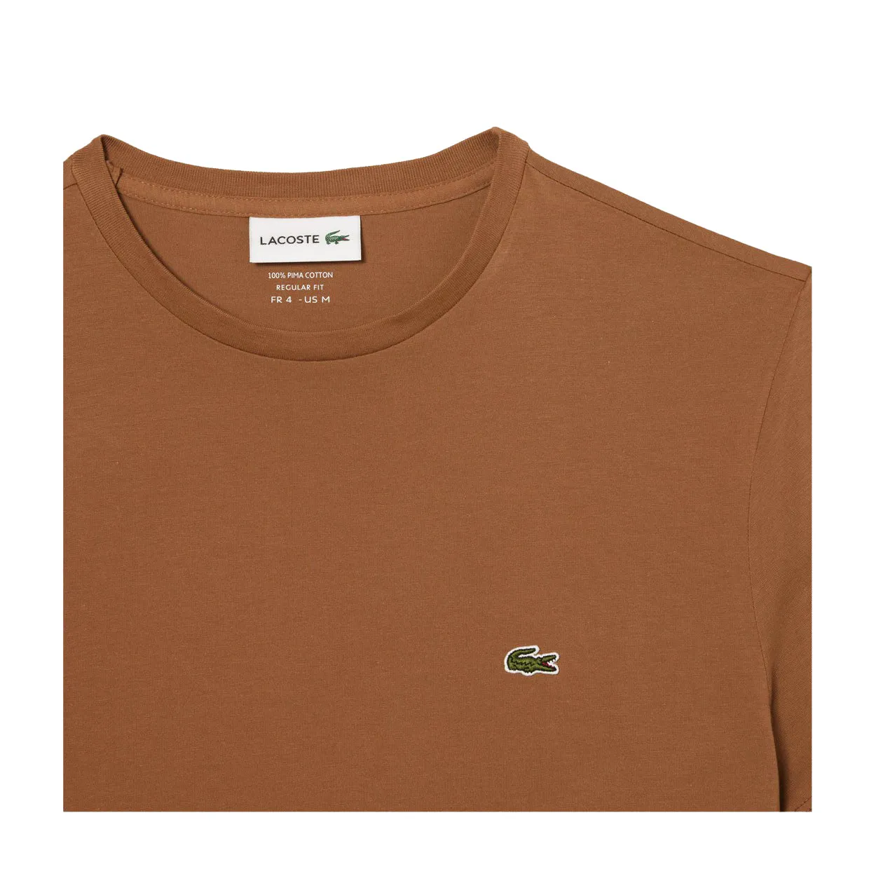 T-shirt Uomo Lacoste Girocollo Cotone Pima Marrone Chiaro