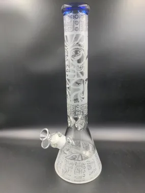 Tiki Tropic Etched Beaker Water Pipe | 15 | 14mm