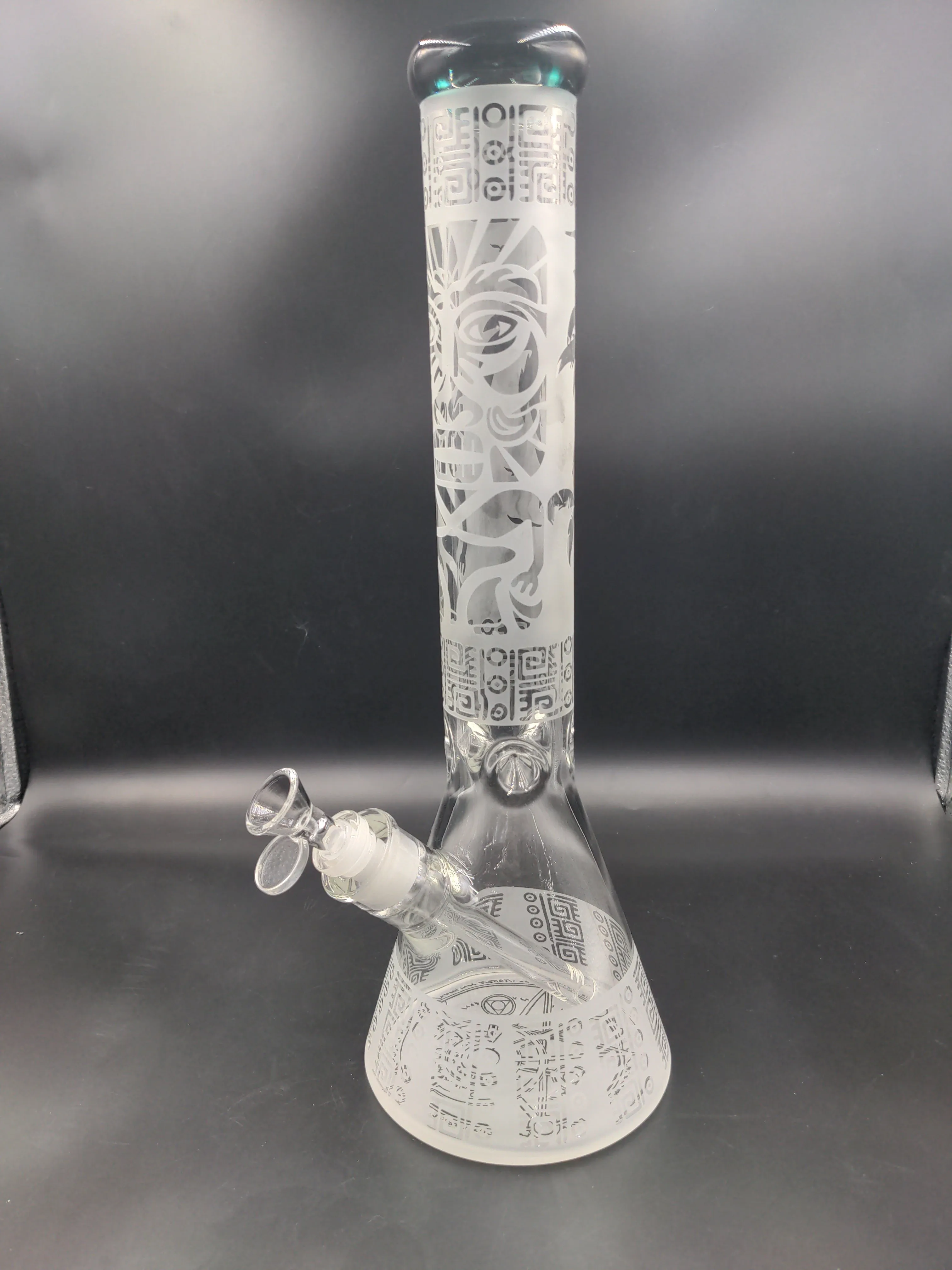 Tiki Tropic Etched Beaker Water Pipe | 15 | 14mm